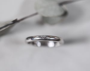 Image of Platinum 3mm plain court ring with a 'part-mark'