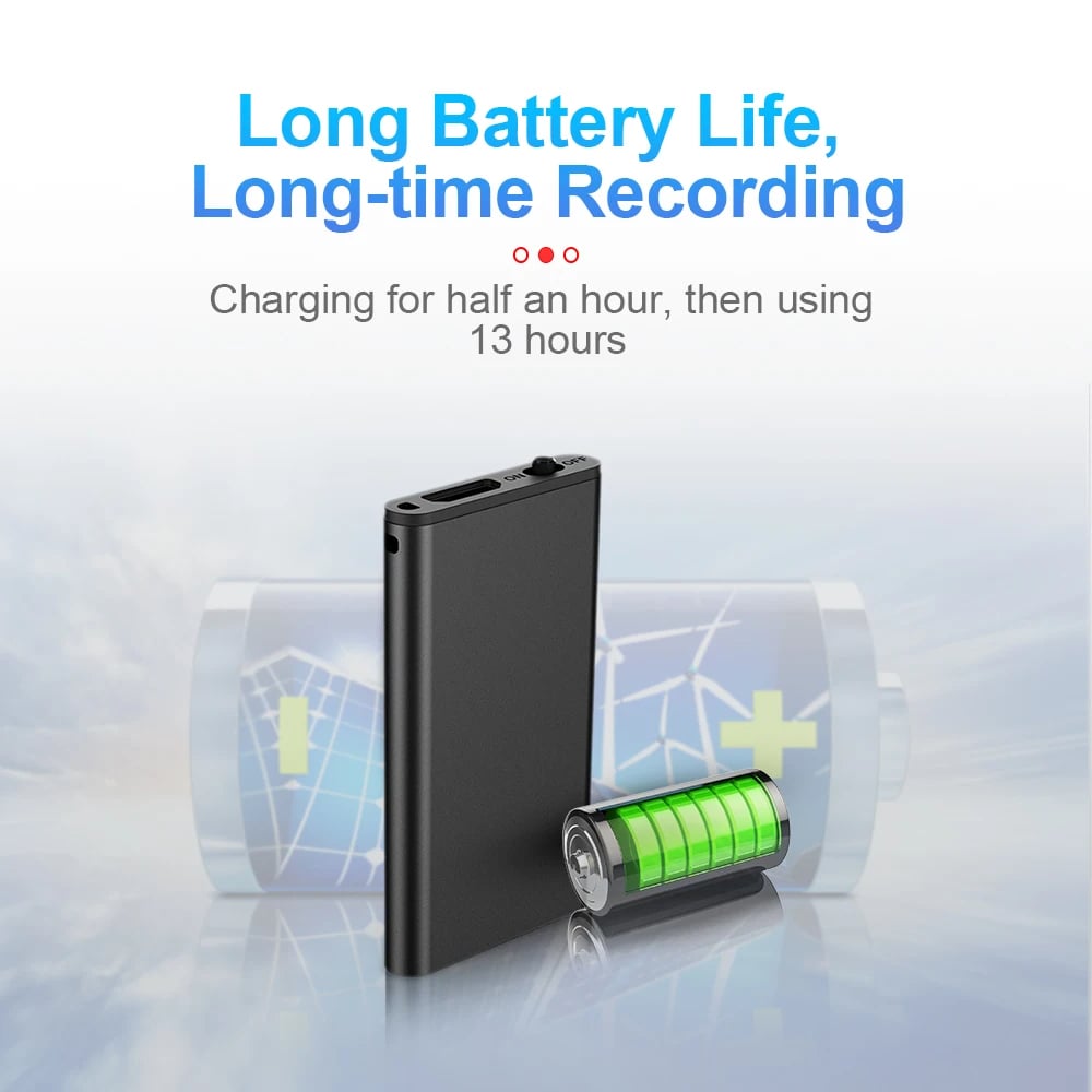 Ultra-Thin Tiny Mini Voice Recorder 8GB Sound Activated Dictaphone
