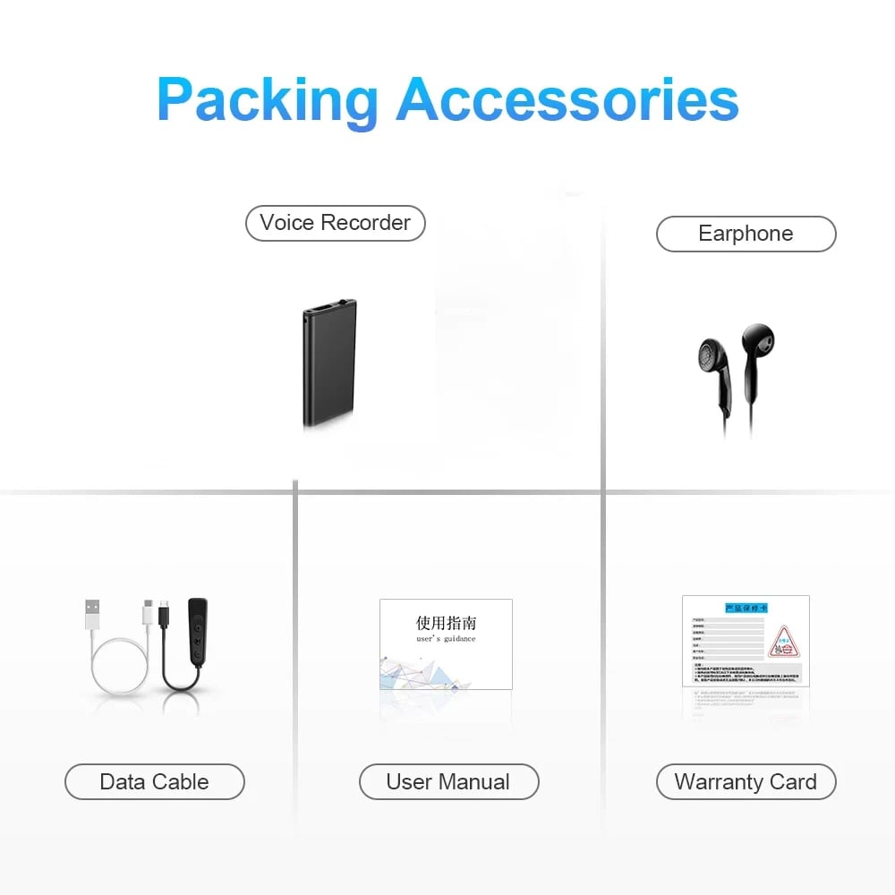 Ultra-Thin Tiny Mini Voice Recorder 8GB Sound Activated Dictaphone