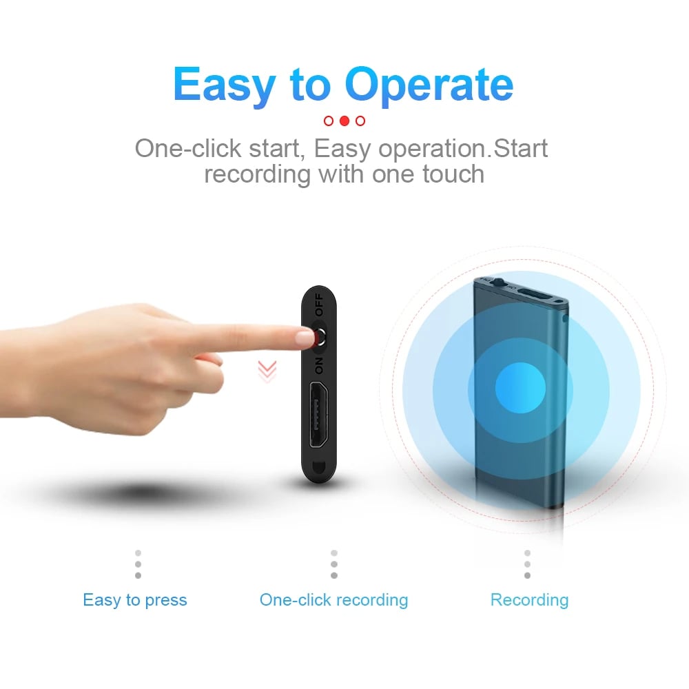 Ultra-Thin Tiny Mini Voice Recorder 8GB Sound Activated Dictaphone