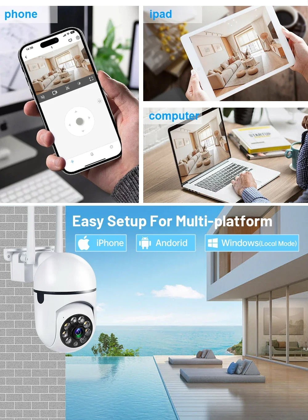 4Pcs MSL Wi-fi Surveillance Camera 1080P 5Ghz Wifi Camera Outdoor