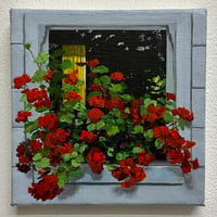 A Square Window with Red Flowers (Study #02)