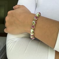 Image 2 of Pink Floral Beaded Bracelet 