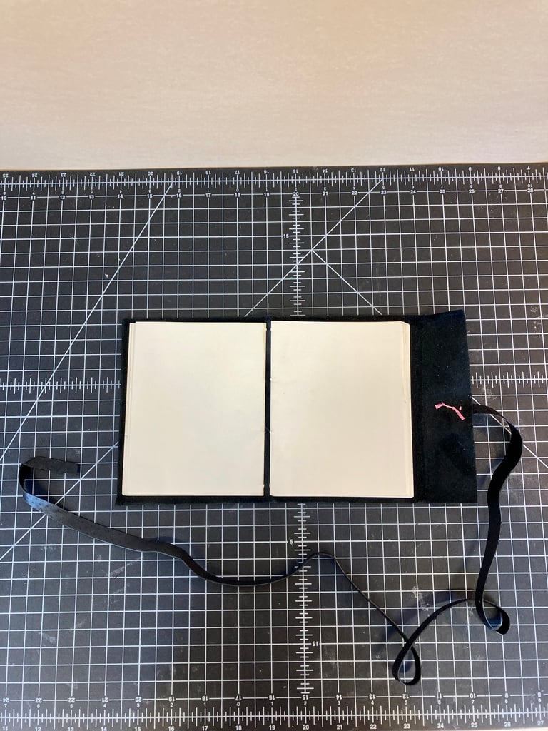 Black Leather Wrap Journal with Pink Stitching Image 4
