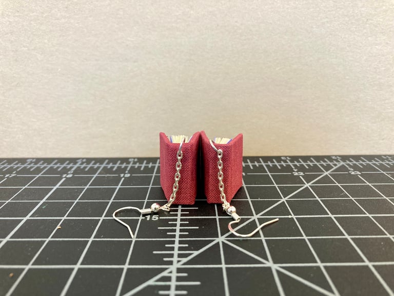Book Earrings -Red Image 2