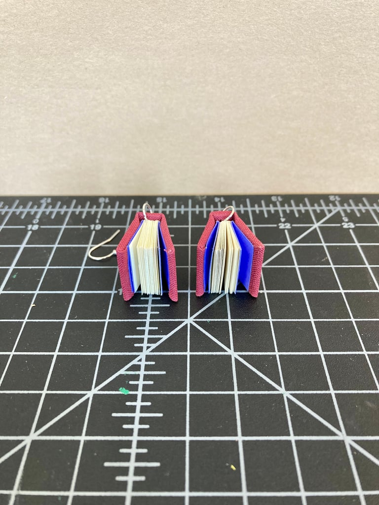 Book Earrings -Red Image 3