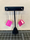 Book Earrings - Hot Pink