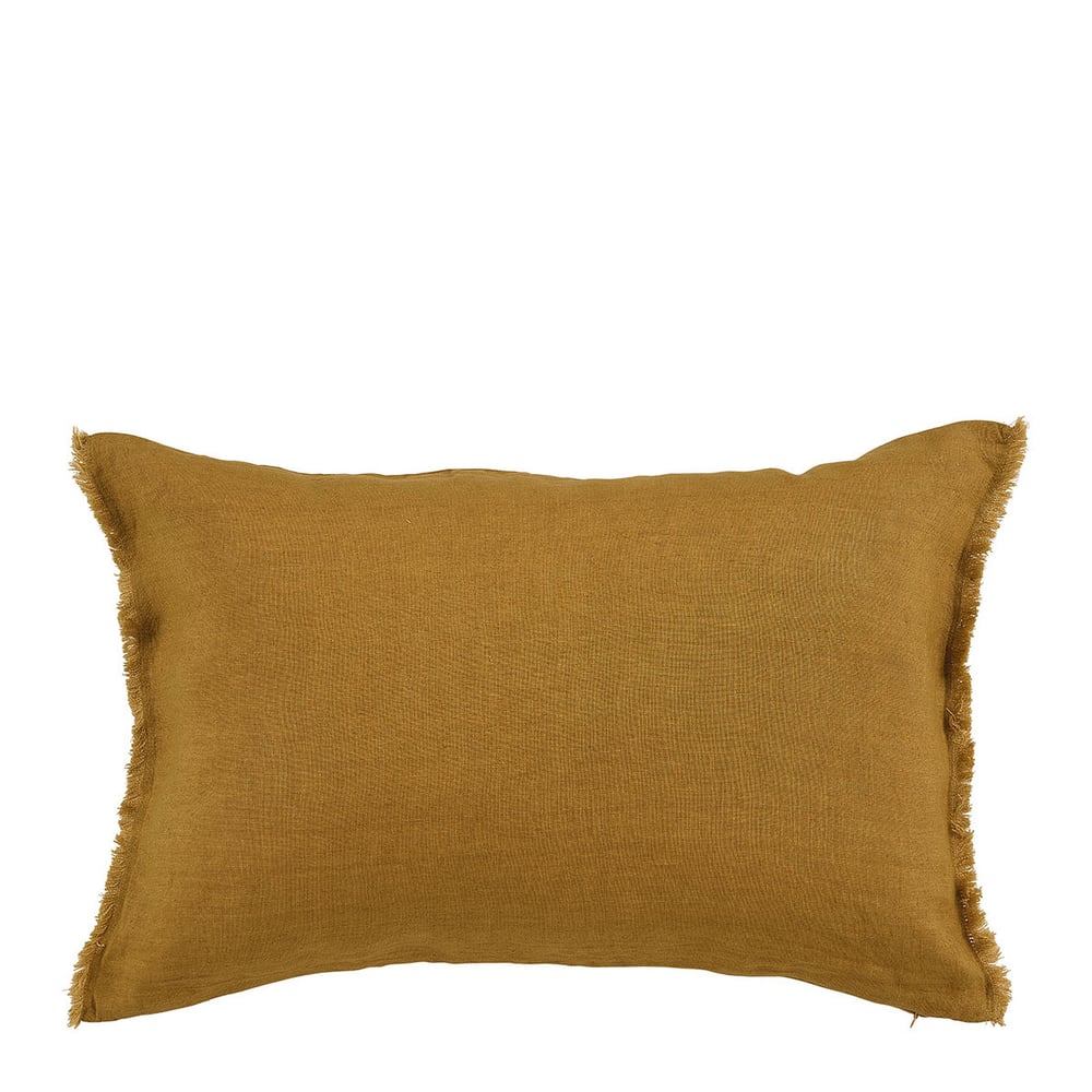 Image of Coussin CHLOÉ en lin lavé - Safran - 40 x 60 cm