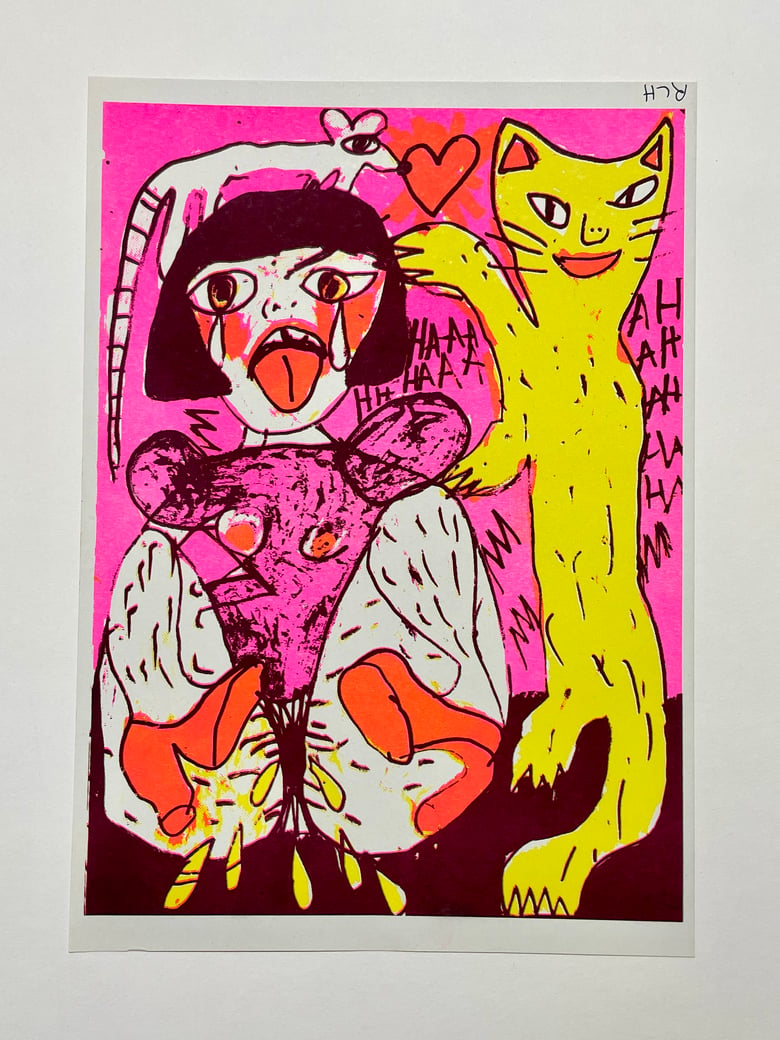 Image of Limited edition 'cat and mouse' Risograph print