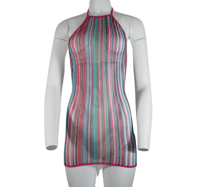 Image 1 of Rainbow Fishnet Halter Dress