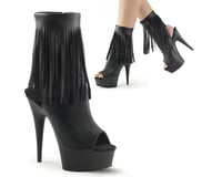 Black Fringe Faux Leather Ankle Boot Pleaser Shoe- Delight 1019