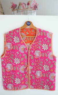 Image 2 of Gilet réversible matelassé femme Jaipur orange & fushia