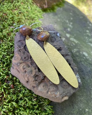 Image of Fluttery Brass, Glass and Sterling Earrings - Bronze