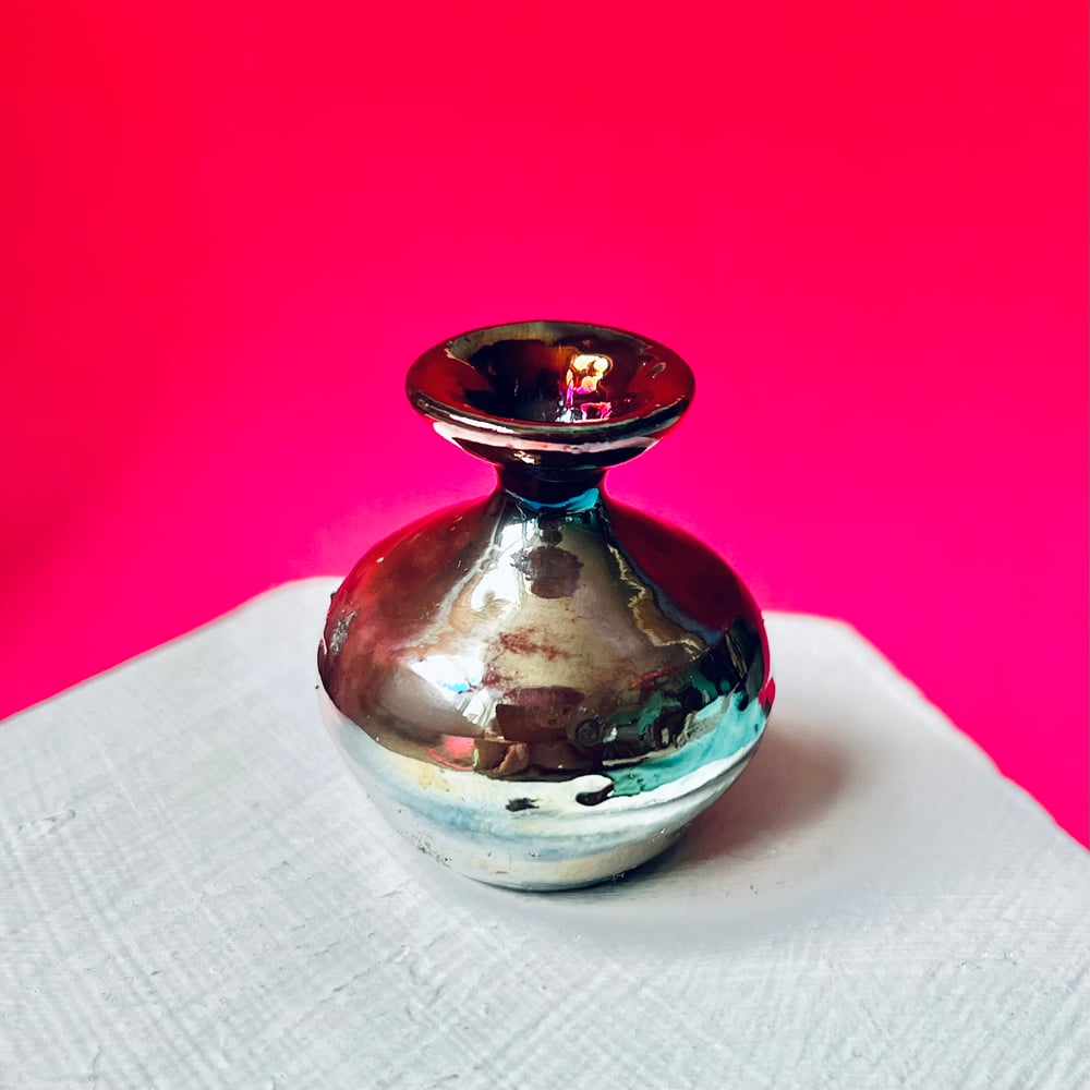 Image of Mini vase rainbow Raku 