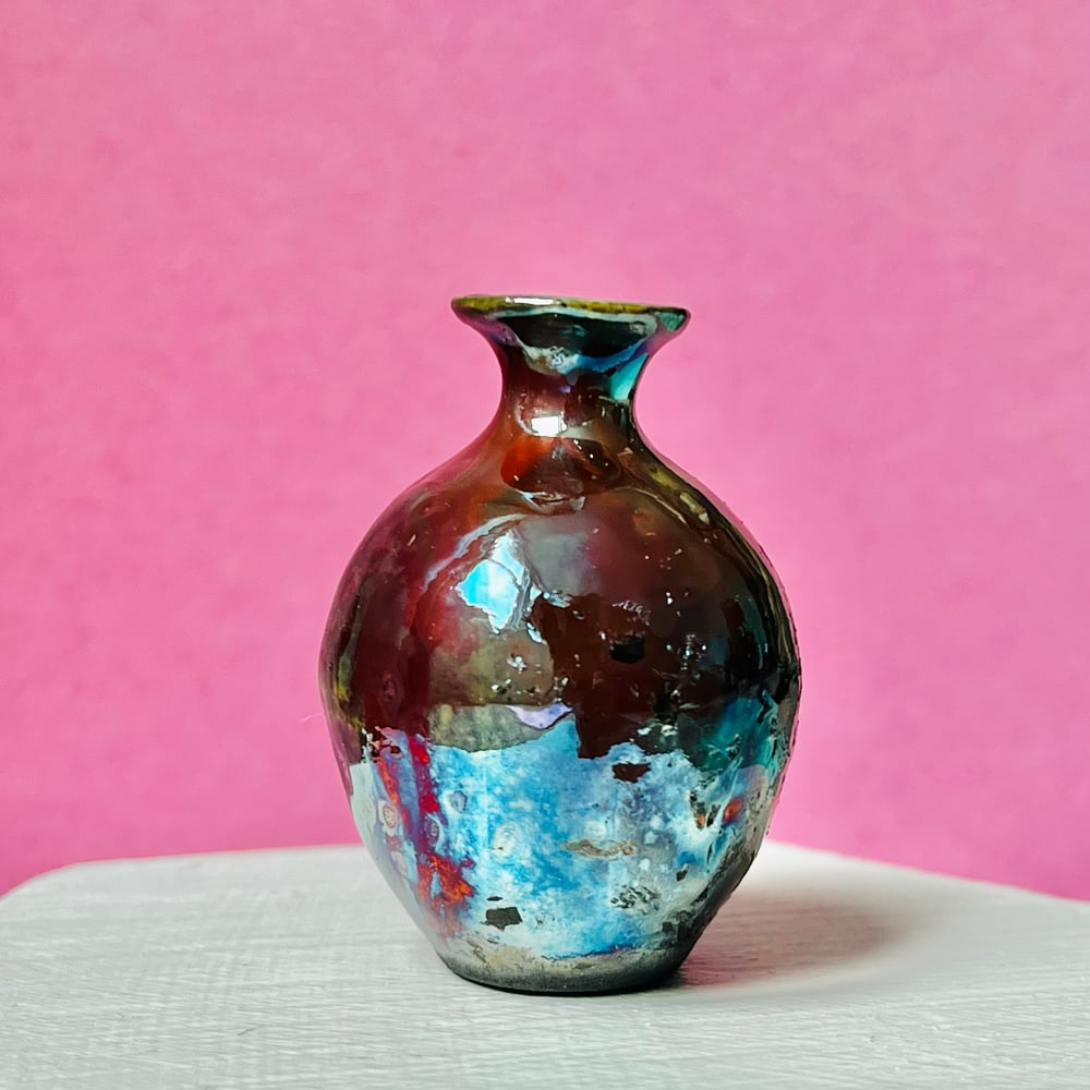 Image of Rainbow Raku Little vase 