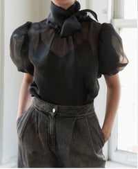 Image 1 of Aimee Bow Tie Top- Black
