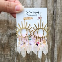 Image 3 of Crystal Sun Eye Earrings | Gemstone Mystical Eye Earrings