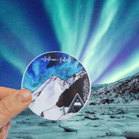 Image 1 of Winter Mountain Cabin -circular sticker