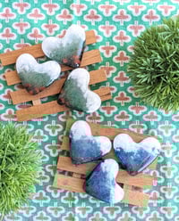 Image 1 of Lake Sky and Ocean Sky Fused Glass Hearts