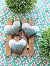 Image 4 of Lake Sky and Ocean Sky Fused Glass Hearts