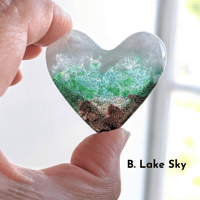 Image 3 of Lake Sky and Ocean Sky Fused Glass Hearts