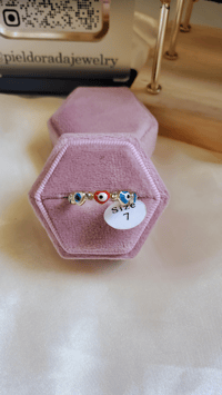 Image 1 of Multi color Heart Evil Eye Ring 