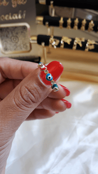 Image 2 of Multi color Heart Evil Eye Ring 