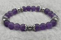 Image 1 of Amethyst Crystal Gemstone Bracelet (silver)