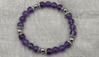 Image 3 of Amethyst Crystal Gemstone Bracelet (silver)