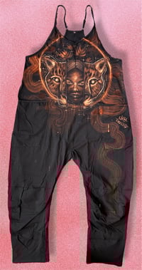 Image 1 of “FELINE” CUSTOM BLEACH PAINTED BAGGY JUMPER LARGE