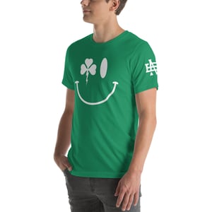 Image of Irish Smiley Shamrock Lightning Bolt T-Shirt