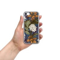 Image 3 of Art Nouveau Inspired Blue, Orange and White Boho Hippie Floral Sketch Clear Case for iPhone®