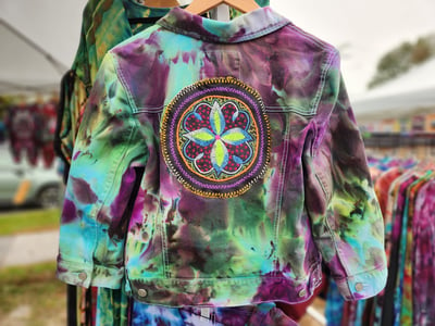 Image of Embroidery art iced jean jacket M