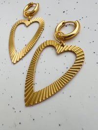 Image 8 of HEART BEAM EARRINGS ON MINI HOOP 