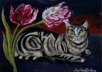 Image 2 of Cat and Tulips by Raphael Balme