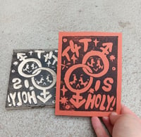 Image 1 of T4T is Holy! Linocut Postcard 