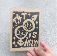 Image 2 of T4T is Holy! Linocut Postcard 