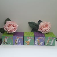 Image 4 of Tinkerbell Inspired Wood Name Blocks, Tinkerbell Blocks, Tinkerbell Centrepiece 