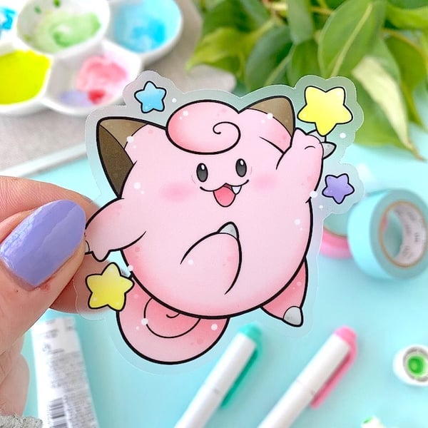 Image of CLEAR Chonky Pink Fairy STICKER