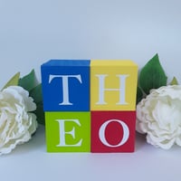 Image 3 of Hand painted wood name blocks,new baby gift,rainbow wood baby blocks,alphabet wood blocks