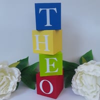 Image 4 of Hand painted wood name blocks,new baby gift,rainbow wood baby blocks,alphabet wood blocks