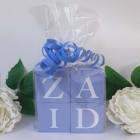 Image 1 of Hand painted blue wood name blocks, new baby gift,wood baby blocks,alphabet wood blocks