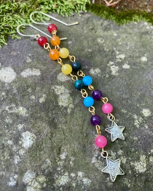 Image of Rainbow Chain Earrings with Stars