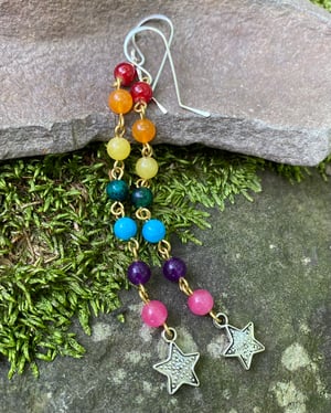 Image of Rainbow Chain Earrings with Stars