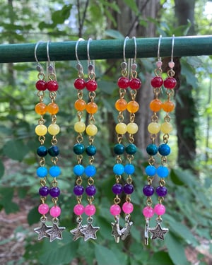 Image of Rainbow Chain Earrings with Stars