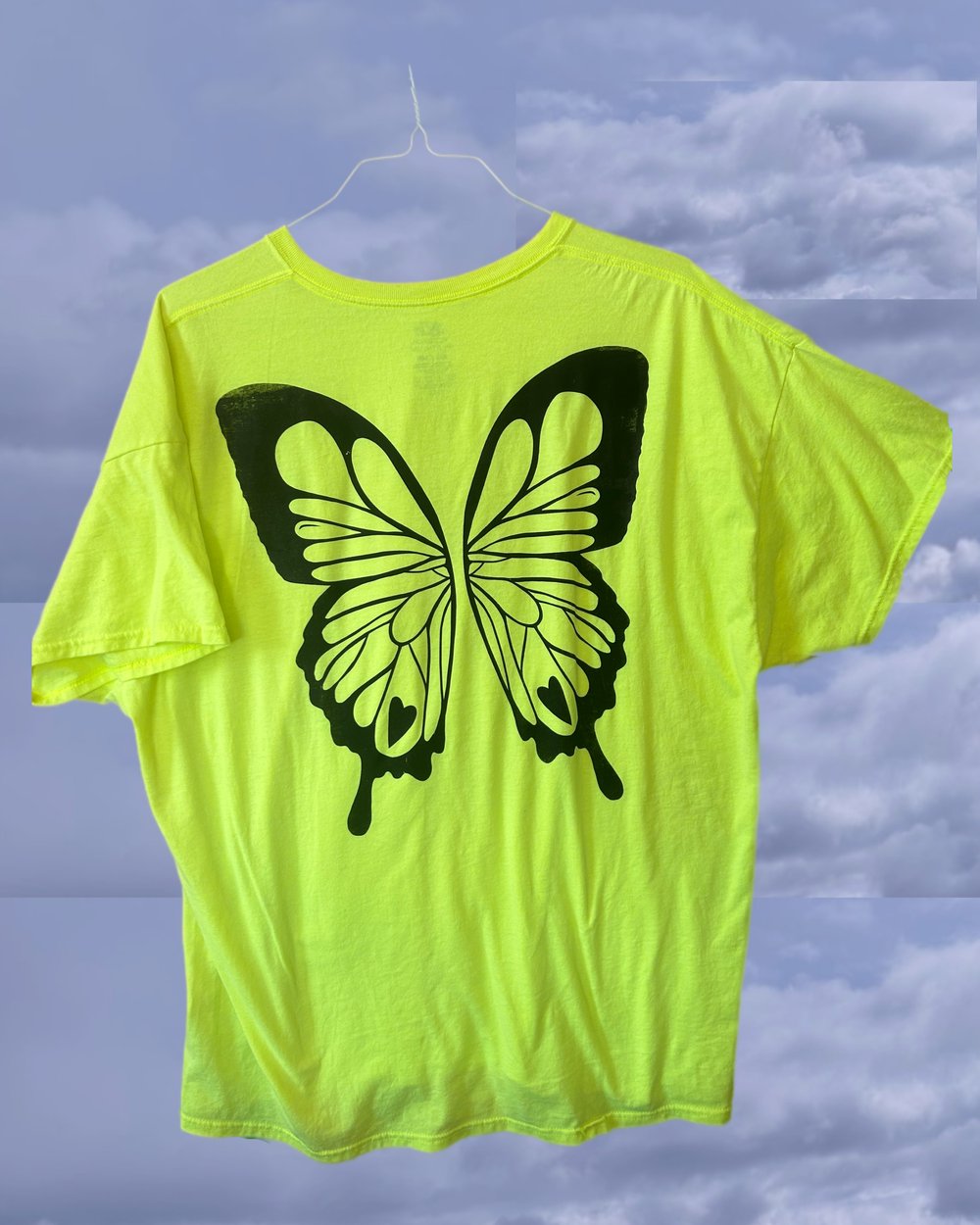 2XL Neon Yellow Butterfly T-Shirt