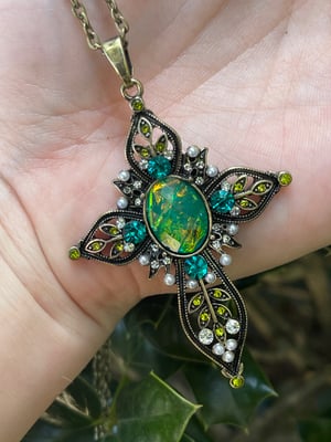 Bronze Faux Opal Cross Set