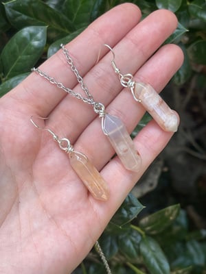 Flower Agate Pendant and Earring Set