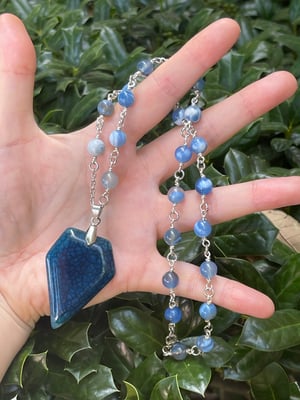 Blue Opal Beaded Necklace w/ Dragon’s Vein 