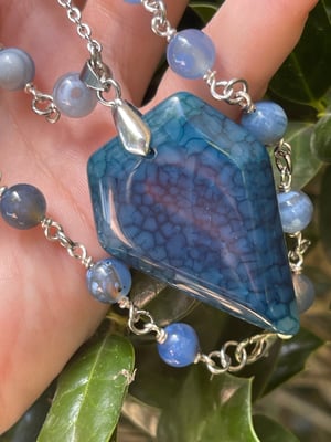 Blue Opal Beaded Necklace w/ Dragon’s Vein 